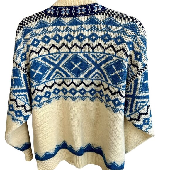 Scan Alp New Zealand Vintage Nordic Fair Isle 100% Wool Cardigan Sweater Pewter - Picture 3 of 11